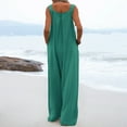 thumbnail image 6 of AOOCHASLIY Womens Jumpsuits Summer Clearance Fashion Women Casual Cold Shoulder Jumpsuit Solid Button Suspender Jumpsuits Wide Pocket Leg Pant, 6 of 8
