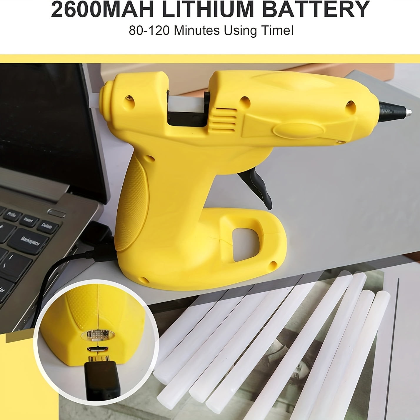 SDOTXA Cordless Hot Glue Gun  Fast Preheating Glue Gun With 30pcs Glue Sticks  Wireless USB Rechargeable Anti-Drip Portable Mini Melt Glue Kit For DIY Crafts  School Projects And Home Rep