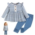 thumbnail image 2 of GXWEA Infant Baby Girl 2 Piece Autumn Outfit Toddler Long Sleeve Striped Ruffle Trim Tunic Top, 2 of 9