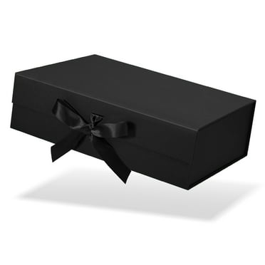 Black Gift Boxes with Lids, 10.5x7.5x3.1 Inches Magnetic Gift Box with Ribbons, Gift Boxes for Halloween, Christmas, Birthday Gift Wedding