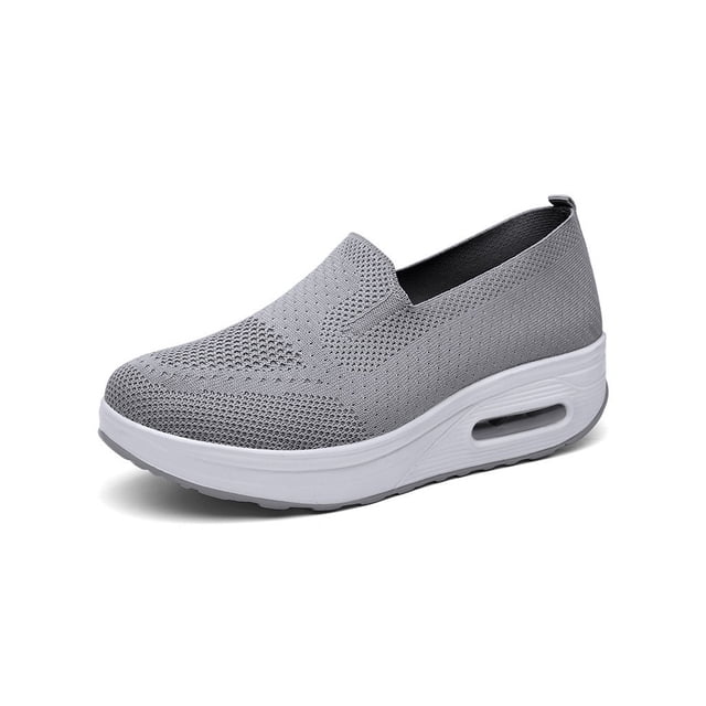 Qarigey Mocasines Fly Weave para mujer, zapatos para caminar al aire libre, zapatos planos duraderos ligeros, zapatos calados informales de Calzado Gris treinta y nueve
