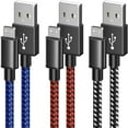 thumbnail image 6 of [3 Pack 10FT] PS4 Controller Charger Charging Cable Nylon Braided Micro USB High Speed Data Sync Cord Compatible with Playstation 4, PS4, Xbox One S/X Controller, Android Phones (Black&Blue&, 6 of 7