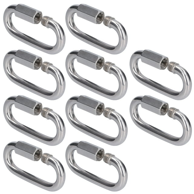 Threaded Carabiner,10Pcs Quick Link Connector Quick Link Carabiner Stainless Steel Quick Links Eco-Friendly Materials