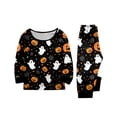 thumbnail image 2 of Halloween Pajamas, Halloween Matching Family Pajamas Pumpkin Ghost Spider Web Print Long Sleeve Two Piece Pj Set Comfort Sleepwear Nightwear Loungewear Spooky Holiday Party Season Photo Outfit, 2 of 7