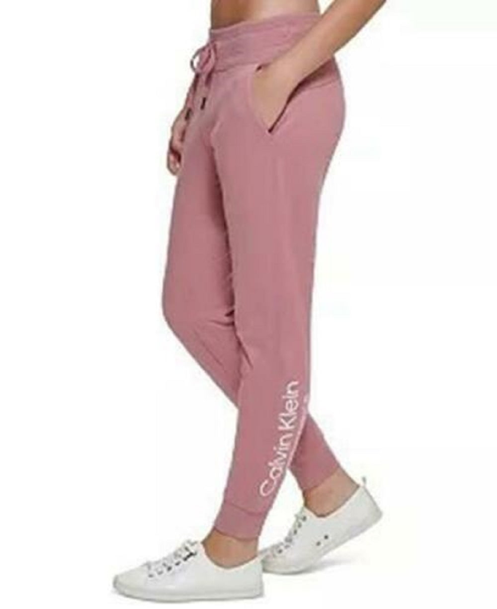 Calvin Klein Performance Women's Rib-Trim Jogger Pants, Mauve, XL