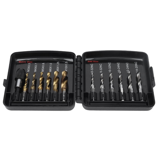 Taladro de roscar combinado ANGGREK 13 Piezas Alta dureza HSS con adaptador de rápido para cortar metal