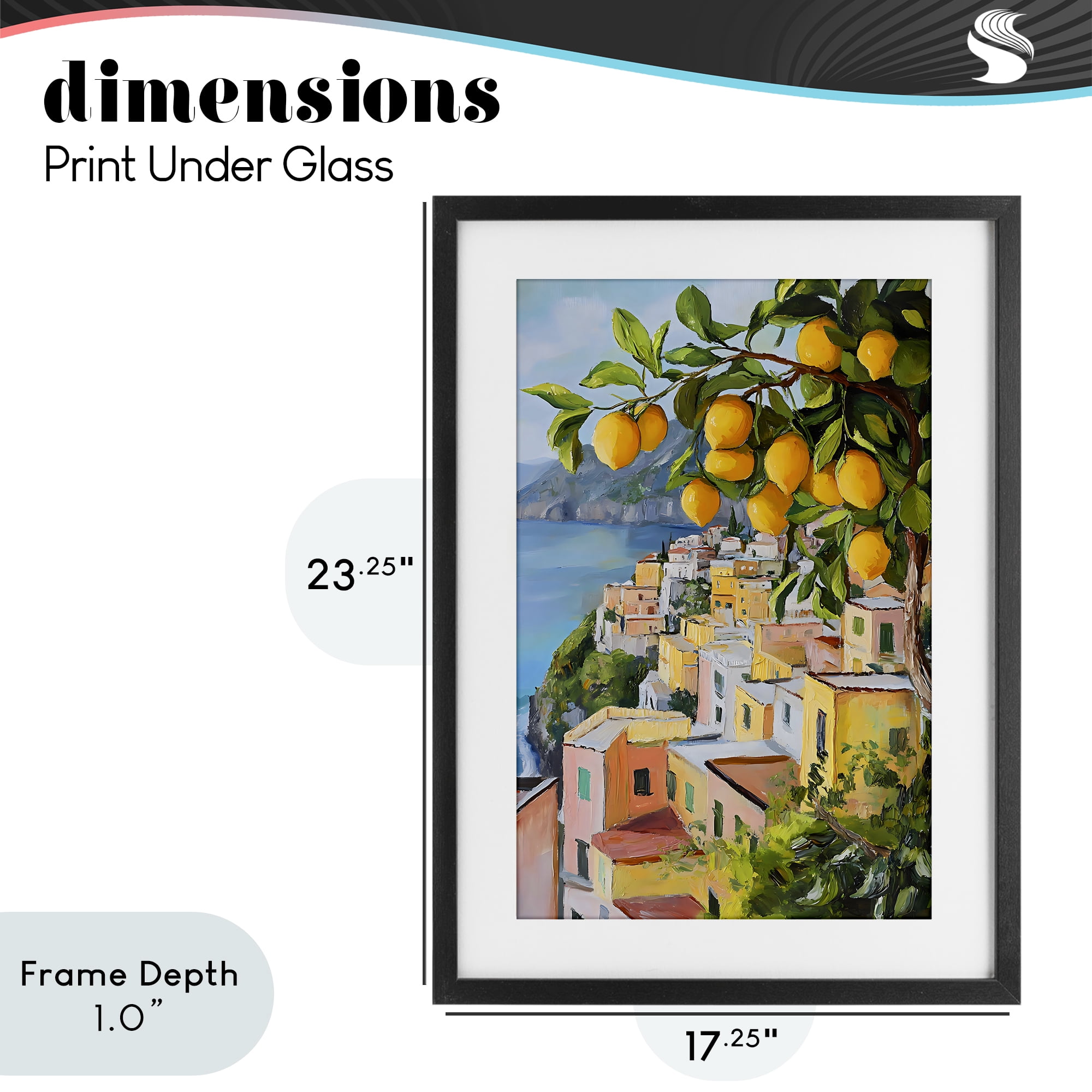 Stupell Industries Mediterranean Lemon Tree Scenery Black Framed Print Under Glass, design by Creative Studio