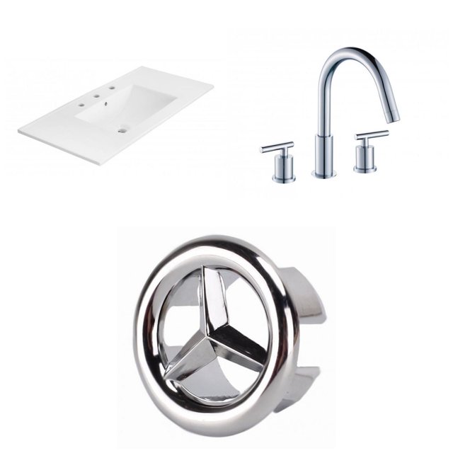 American Imaginations 30.75-in. W 3H4-in. Ceramic Top Set In White Color - Overflow Drain Incl. AI-24171