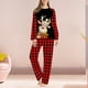 thumbnail image 5 of Conjunto De Pijamas De 2 Piezas Conjunto de pijama familiar de 2 piezas Conjunto informal de manga larga con estampado de alce y pantalones Traje diario Ygjytge Mamá Rojo M para Mujer, 5 of 5