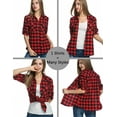 thumbnail image 6 of Zeagoo Womens Flannel Shirts Long/Roll Up Sleeve Collared Button Down Plaid Shirt Casual Work Tops, 6 of 10