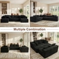 thumbnail image 5 of 130'' Cloud Modular Sectional Sofa, Black U-Shaped Couch with Chaise Lounge, Striped Corduroy Upholstered 4-Seater with Pillow Back Cushions & Square Arms, 5 of 7