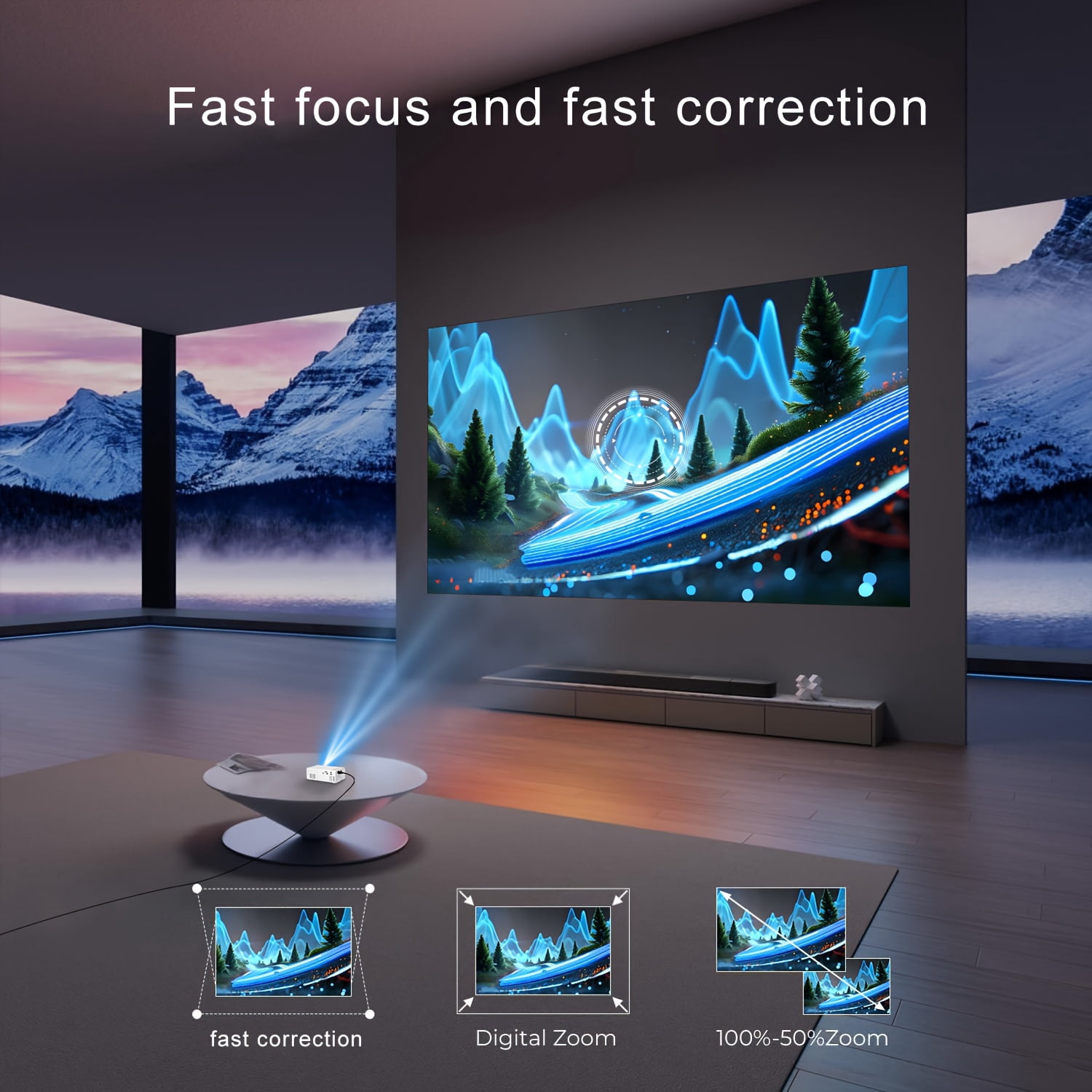 Compact Mini Projector, Offers Full HD 1080P - Works with IOS, , Windows, And More - Includes Remote CONTROL, Ideal for Smartphones, PS4, And USB Devices