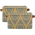 thumbnail image 2 of Coolnut 2 Pack Fabric Storage Basket Mandala Brown Yellow Closet Storage Bins with Handles Foldable Baskets for Shelves Toy Organizer Home Office Decor Gifts, 2 of 7