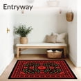 thumbnail image 3 of ODIKA 5'x7' Machine Washable Non-Slip Area Rug, Festive Floral Motif Cushion with Intricate Petal Overlay High Traffic Rug with Pad, Red, 743948, 3 of 8