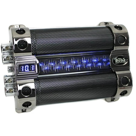 Boss Audio CAP18 18-Farad Capacitor with Digital Voltage Meter, Black Chrome