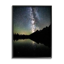 Stupell Industries Starry Sky Lake Reflection Landscape Photography Black Framed Art Print Wall Art, 11 x 14