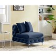 thumbnail image 2 of Maklaine Modern / Contemporary Navy Finish Velvet Armless Chair, 2 of 8