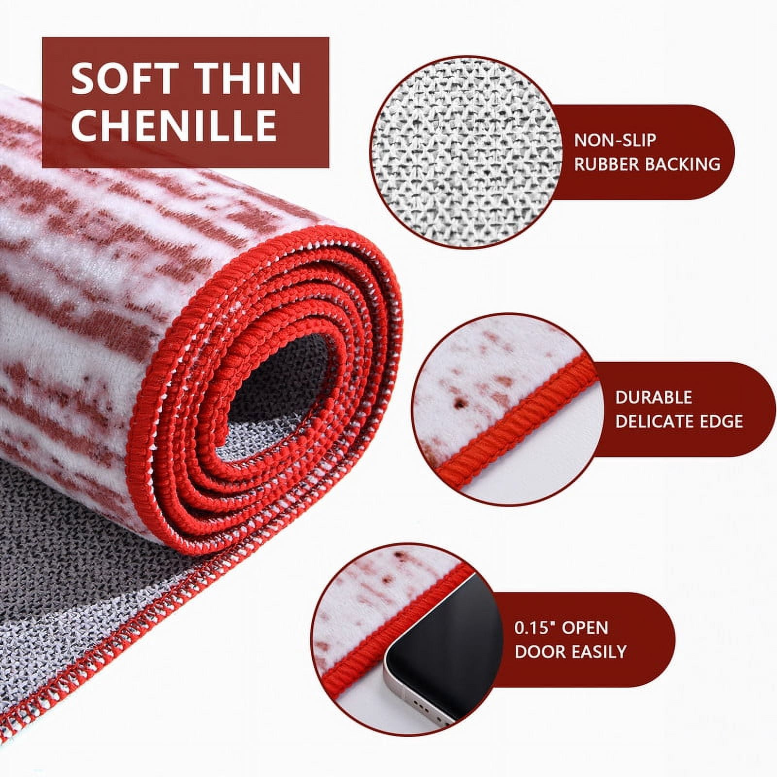 Junovo Washable Upgrade Area Rug Super Soft Rugs with Non-Slip Backing, for Living Room/Bedroom,6'x9',Red
