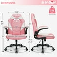 thumbnail image 3 of N-GEN Gaming Chair, Ergonomic Leather Computer Desk Chair, Adjustable Swivel Task Chair with Flip-Up Armrest for Adults, Pink, 3 of 7