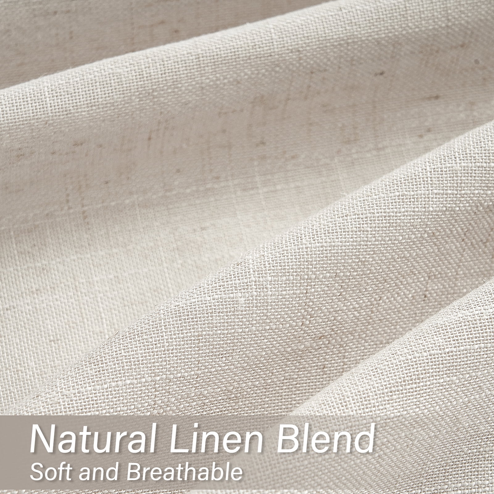 Topfinel Linen Curtains Soft Textured Semi Sheer Light Filtering Drapes Rod Pocket Back Tab Window Treatments for Living Room Bedroom, Beige, 50"x96", 2 Panels