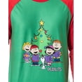 thumbnail image 3 of Peanuts Mens' Christmas Holiday Season Caroling Charlie Brown Snoopy and Friends Raglan Sleeve 2PC Sleep Pajama Set, 3 of 7