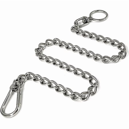 Dog Chain Leash 304 Stainless Steel - Heavy Duty Metal Short Lead with Extension & Coupler (20in x 2.5mm)