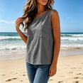 thumbnail image 6 of Inverlee Linen Sleeveless Crewneck Double Pocket Tank Tops for Women Casual Solid Color Loose Fit Blouses Daily Vacation Lightweight Breathable Tees Gray XXL, 6 of 8