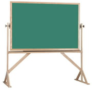 Aarco RBC4872G 48" x 72" Reversible Free Standing Green Composition Chalkboard / Natural Cork Board with Solid Oak Wood Frame