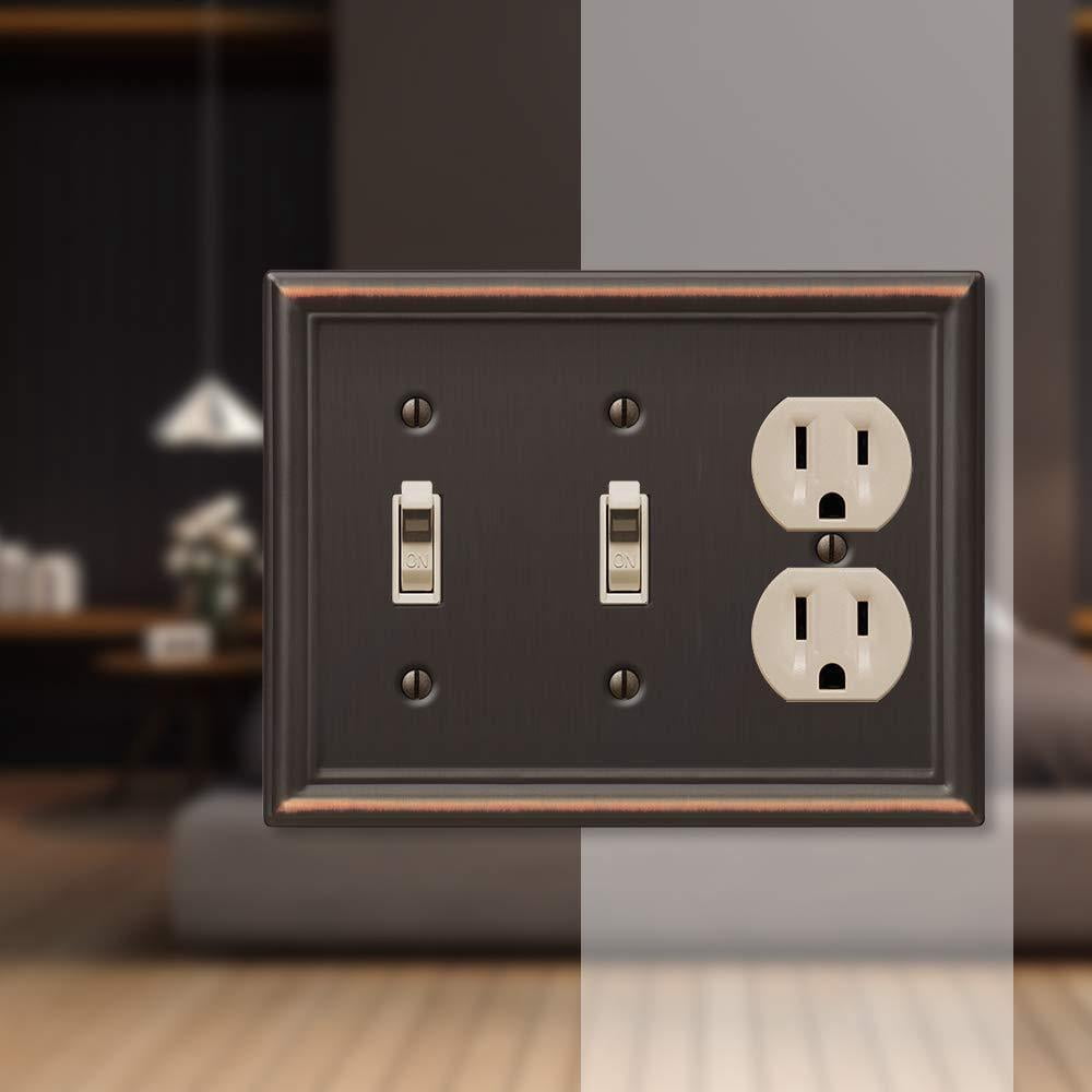 Amerelle 149TTDDB Chelsea Wallplate, 2 Toggle / 1 Duplex, Steel, Aged Bronze, 1-Pack
