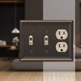 thumbnail image 4 of Amerelle 149TTDDB Chelsea Wallplate, 2 Toggle / 1 Duplex, Steel, Aged Bronze, 1-Pack, 4 of 5