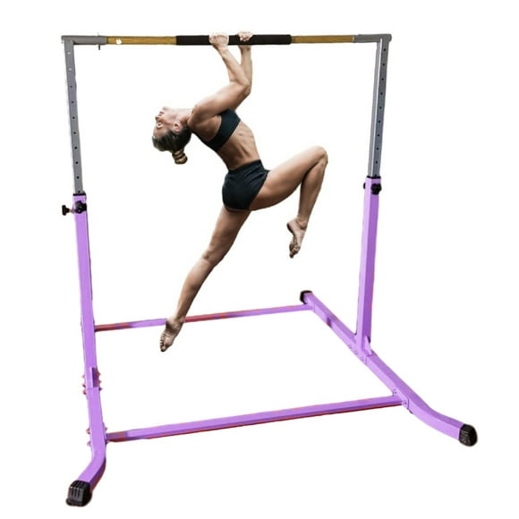 Barre de Gymnastique Professionnelle pour Enfants à Domicile, Hauteur Réglable de 3 à 5 Pi, Barre Kip Barre de Gymnastique Junior Barre d'Entraînement Athlétique Horizontale pour Gym à Domicile Gymnastes pour Enfants et Adultes, Violet