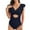 Navy, variant on Lovskoo One Piece Swimsuit Women 2024 Ruffled Sleeveless Bathing Suits Twist Front Cutout Ruched Swimwear Light Blue S