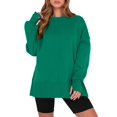 thumbnail image 2 of Women Oversized Sweatshirts Thumbhole Long Sleeve Hoodies Shirts Fall Side Slit Pullover Top Y2k Outfits Green S, 2 of 9