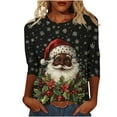 thumbnail image 2 of Craaazy Shirts for Women Christmas Print 3/4 Sleeve Holiday Loose Tops Gifts, 2 of 5