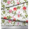 thumbnail image 2 of Soimoi Modal Satin Fabric Leaves,Rose & Peony Floral Print Fabric by The Yard 42 Inch Wide, 2 of 3
