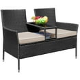 thumbnail image 3 of LACOO Outdoor Patio Loveseat Modern Wicker Patio Conversation Furniture Set with Cushions and Built-in Coffee Table, Steel, Beige, 3 of 7