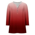 thumbnail image 5 of TKLPEHG 3/4 Length Sleeve Womens Tops Plus Size Gradient V Neck Button Tshirt Dressy Casual Loose Tunic Tops (Red,L), 5 of 9