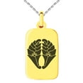 thumbnail image 1 of Stainless Steel Nabeshima Samurai Crest Engraved Small Rectangle Dog Tag Charm Pendant Necklace, 1 of 1