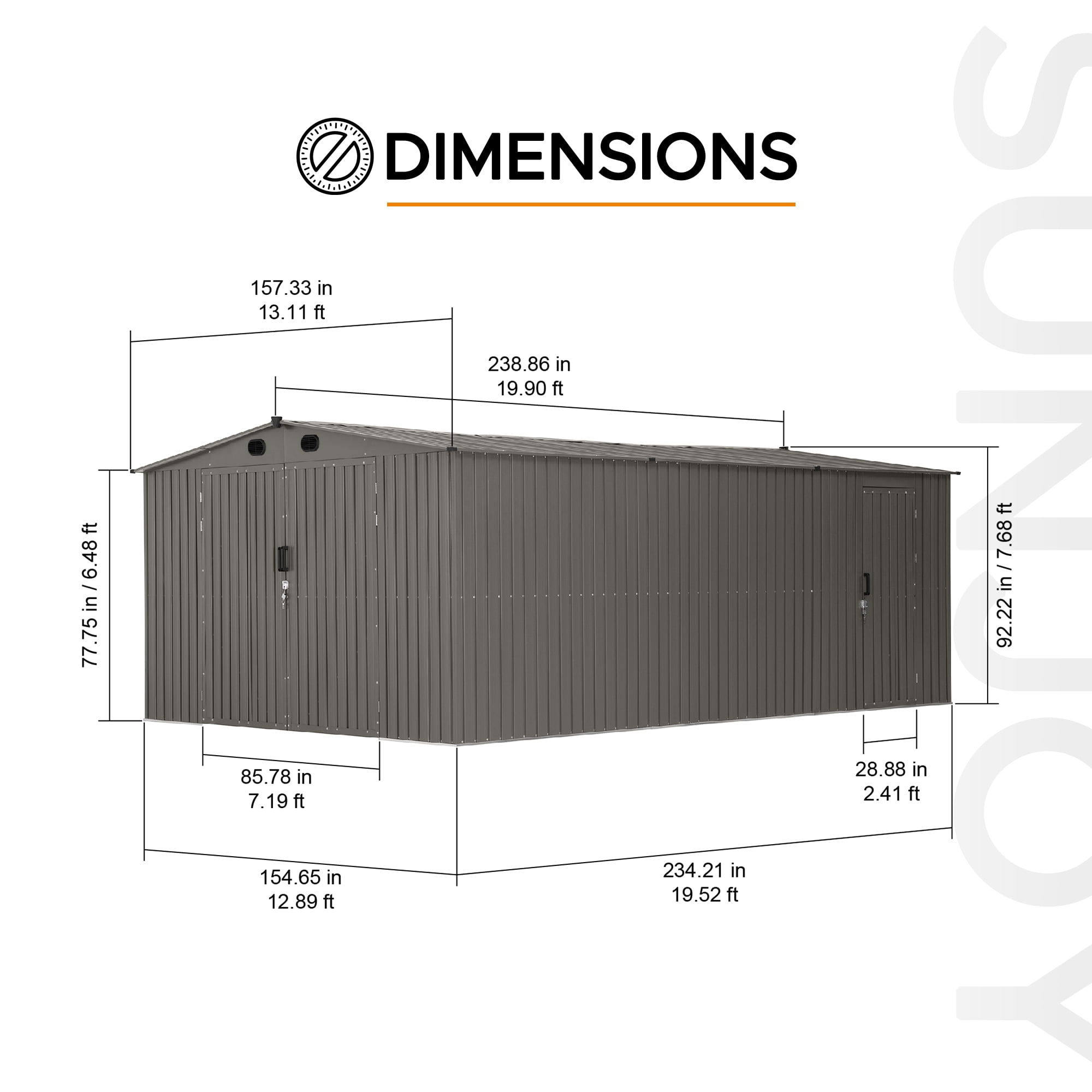 Sunjoy 13 ft. x 20 ft. Remise extérieure, abri de voiture, gris clair