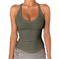 thumbnail image 1 of DondPO Womens Tank Tops,Lady V Neck Racer Back Tank Top For Women Padded Ribbed Long Tank Fitted Basic Tops,Halter Tops for Women,Womens Loose Tank Tops Clearance！ Green M Clearance！, 1 of 5