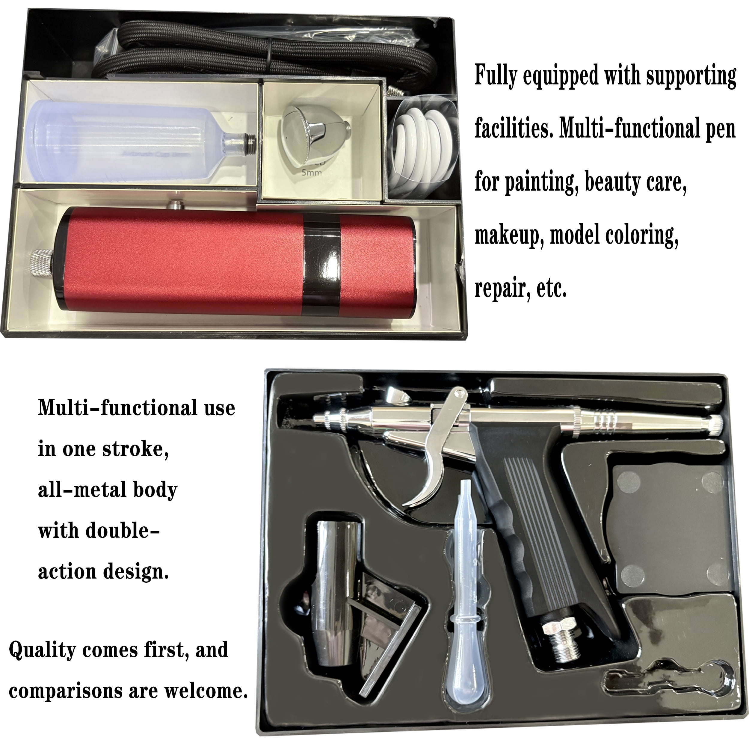 Portable Cordless Airbrush Kit with Compressor, high air Flow Handheld Mini Air Brush Gun Set,Trigger Type High Pressure Air Brush for Painting, Nail Art, Cake, Barber,Model,T-Shirt DIY