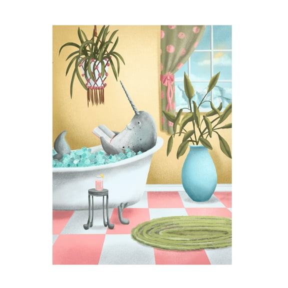 Canvas Wall Art - Christine Rotolo 'Arctic Animals in Tubs Narwhal 2' Wall Art for Living Room, Bedroom, or Office Décor by Trademark Fine Art - 14 x 19 Inches
