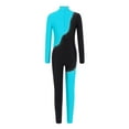 thumbnail image 4 of iiniim Girls Long Sleeve Shiny Rhinestone Gymnastics Leotard Full Length Figure Skating Jumpsuit Bodysuit Light Blue 12, 4 of 7