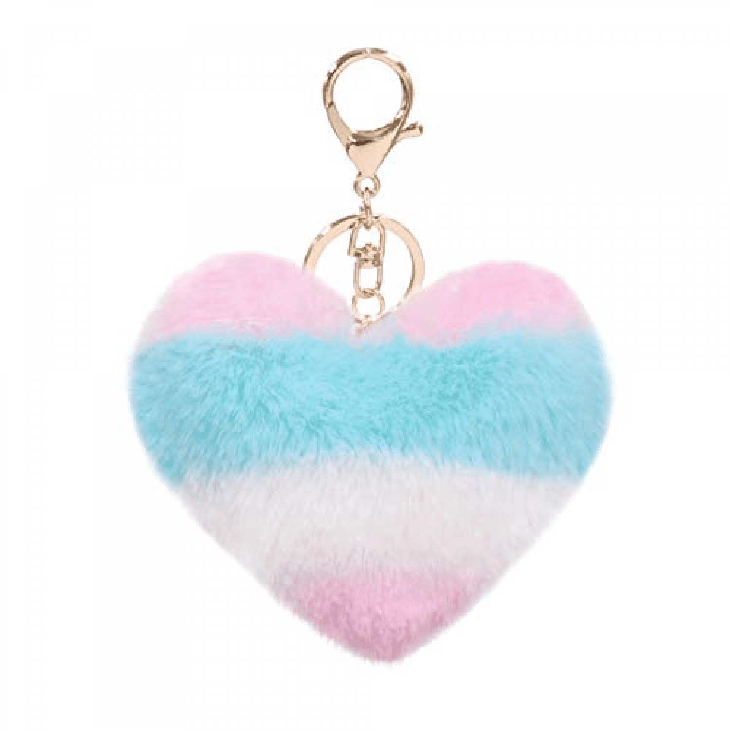 Women's Heart Puffball Keychain Faux Fur Pom Pom Keyholder Bag