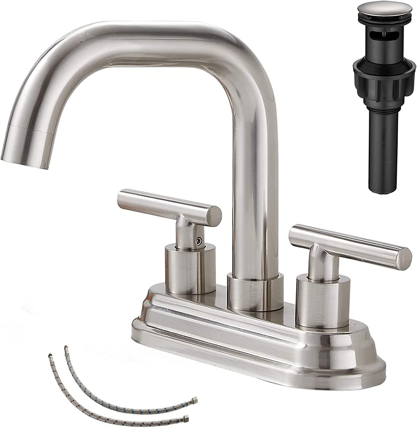 UMMH Brushed Nnickel GGStudy 2Handles 4 Inches Centerset Faucet Bathroom Vanity Faucet with