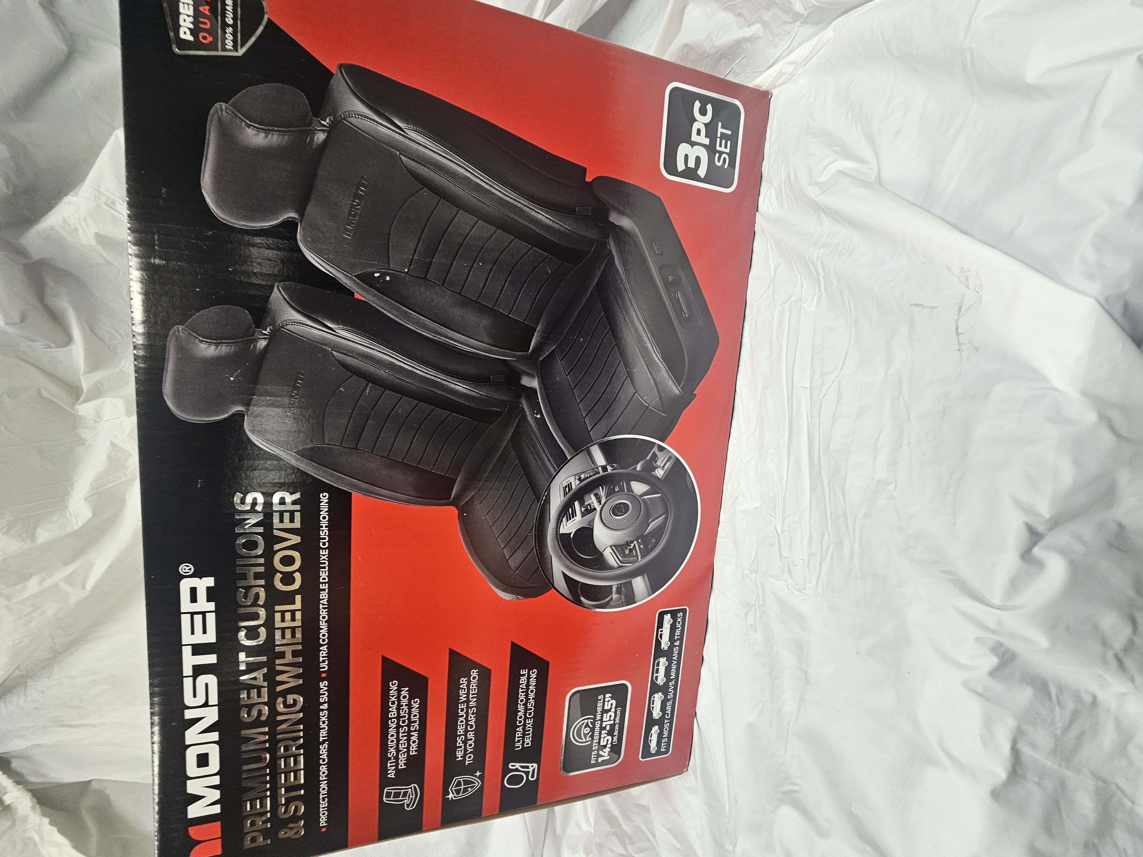Monster Seat Cover - 2pk with Steering Wheel Cover