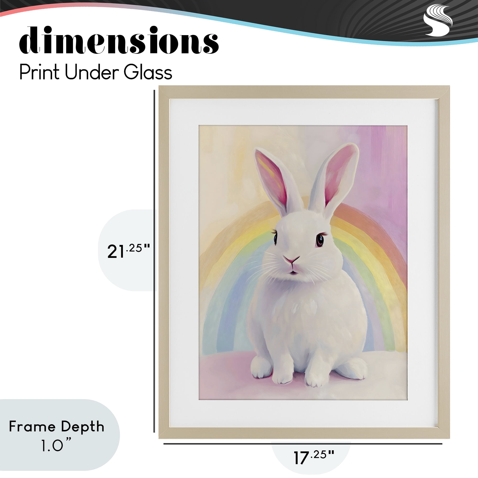 Stupell Industries Rainbow Bunny in Pastel Hues Birch Framed Print Under Glass, design by The Prints Vibe