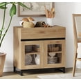 thumbnail image 6 of WAMPAT 3 in 1 Modern Sideboard with Adjustable Shelves and Drawer,Storage Cabinet with Glass Doors, Coffee Bar Cabinet for Living Room, Kitchen, Oak, 6 of 13