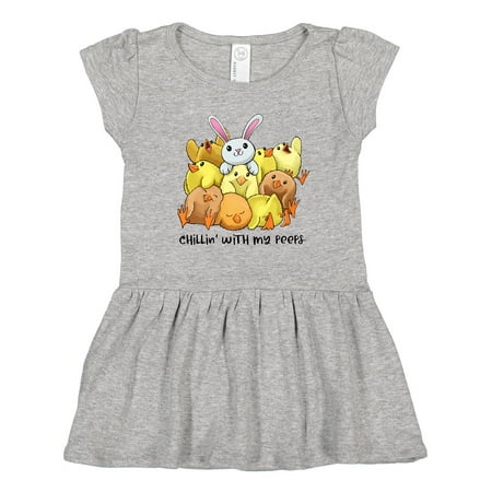 

Inktastic Chillin with My Peeps Cute Easter Chicks and Bunny Gift Toddler Girl Dress