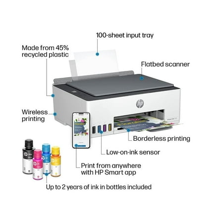 HP - Smart Tank 5101 Wireless All-In-One Supertank Inkjet Printer with up to 2 Years of Ink Included - White